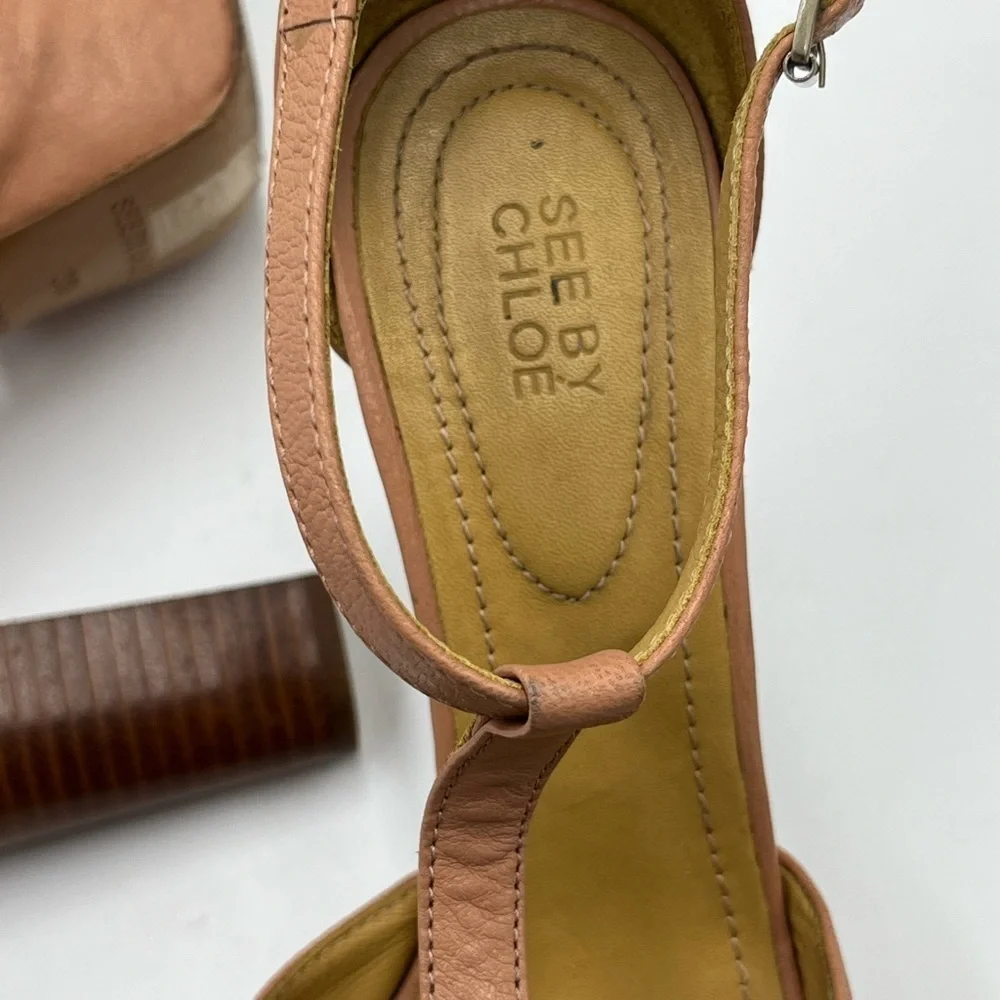 See By Chloe Vela Light Pink-Nude Platform High Heels‎ Sandals Sz 36.5/US 6